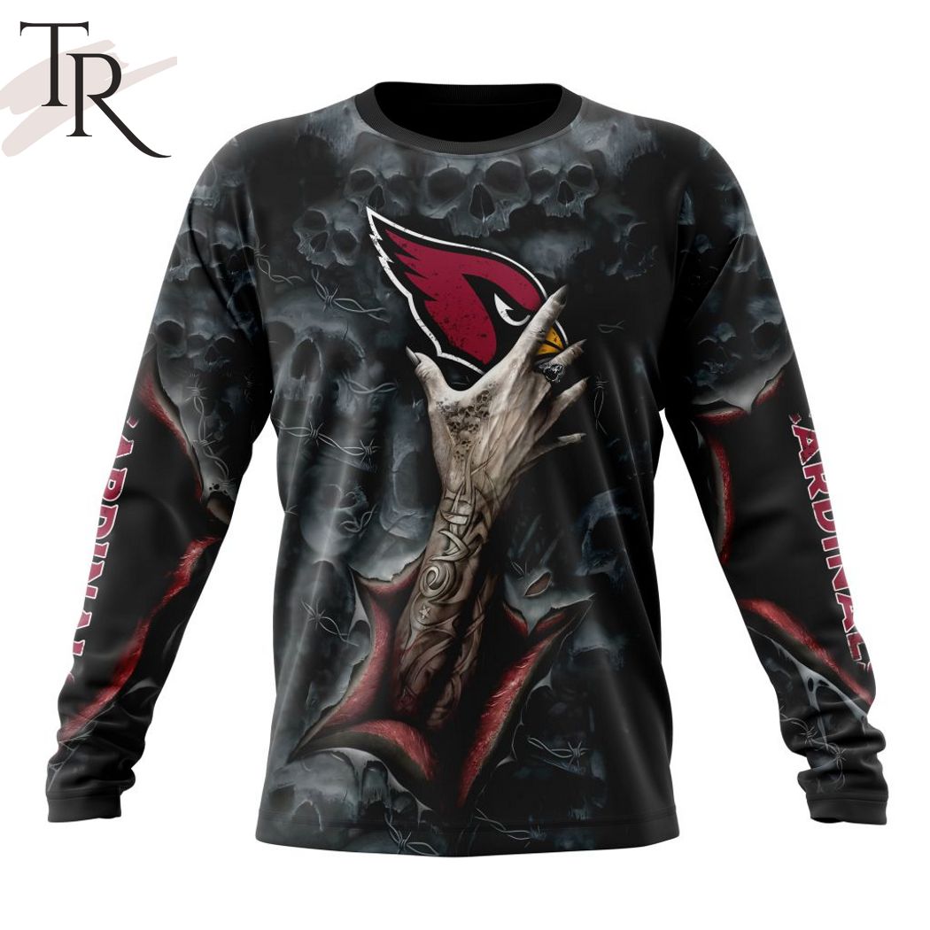 New 2025 NEW] NFL Arizona Cardinals Special Horror Skull Art Design Custom Hoodie - Image 6